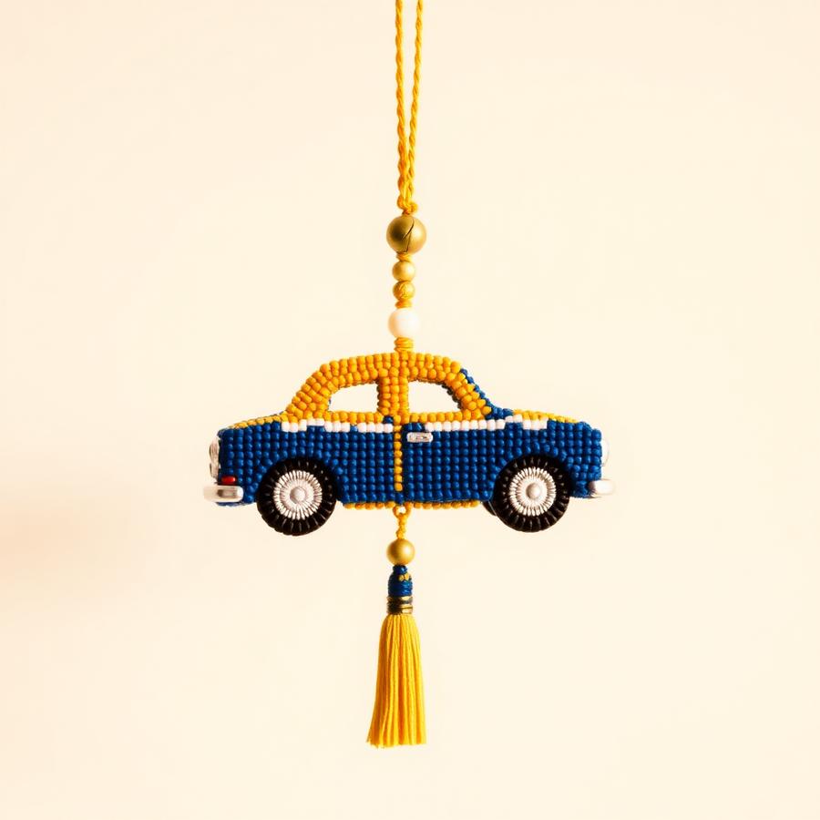 Beaded Taxi Car Hanging by Nikita J.