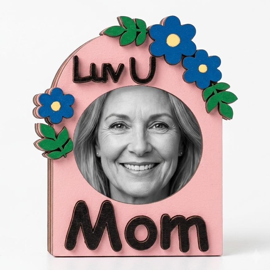 Luv You Mom - Frame — Fridge Magnet, handmade by JK Craft