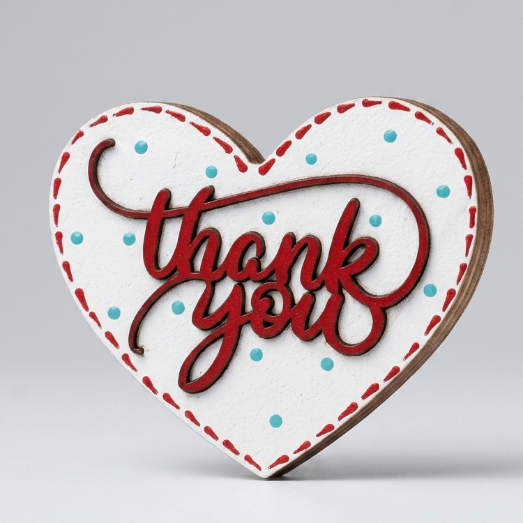 Thank you - Heart — Fridge Magnet, handmade by JK Craft