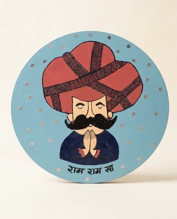 Rajasthani Man Greeting - BRB — Wall Decor, handmade by JK Craft