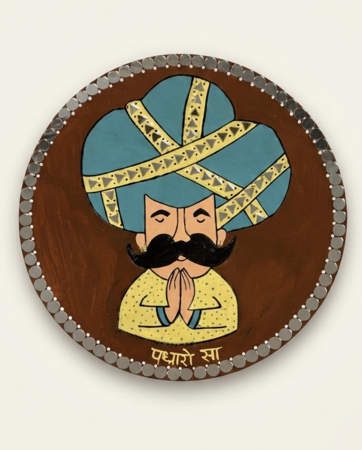 Rajasthani Man Greeting - YBC — Wall Decor, handmade by JK Craft