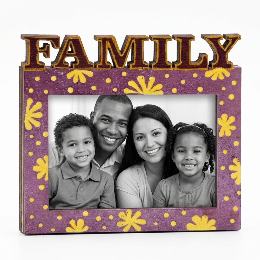 Family Frame - Purple — Fridge Magnet, handmade by JK Craft