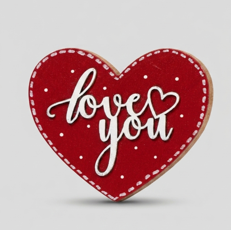 Love You - Heart — Fridge Magnet, handmade by JK Craft