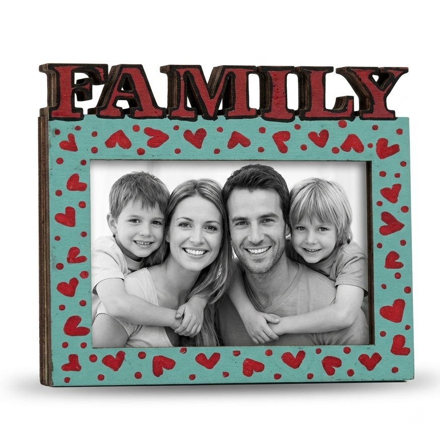 Family Frame - Cyan — Fridge Magnet, handmade by JK Craft